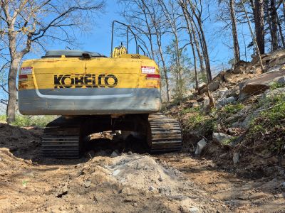 Construction Equipment on a narrow trail 3/27/2026